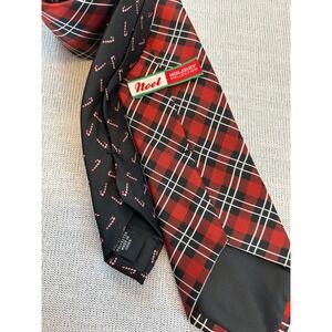 Holiday Collection Plaid Candy Cane Necktie Men's Christmas Festive